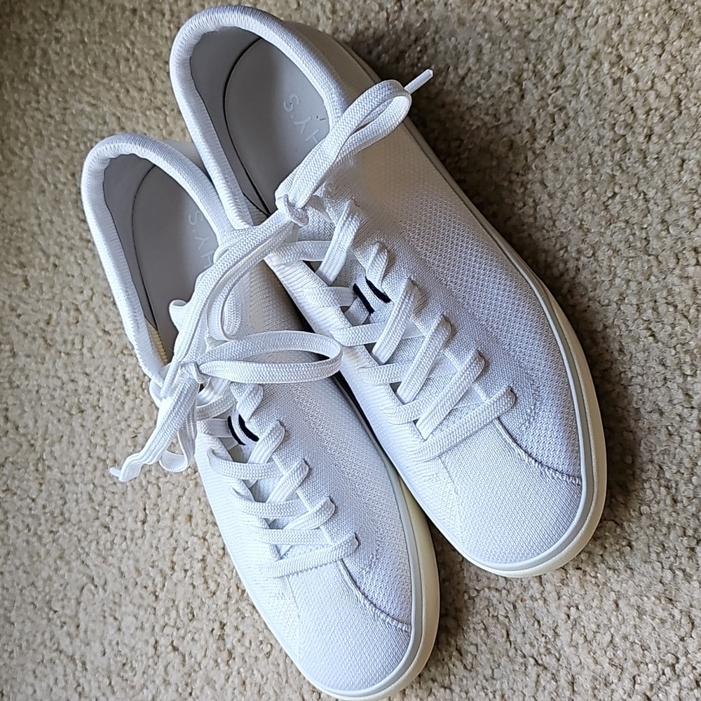 Rothys White Lace Up Sneakers In Bright White